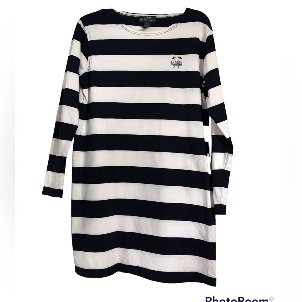Lauren Ralph Lauren long sleeve striped cotton knit dress size S